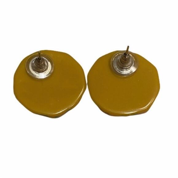 Yellow Geometric Stud Earrings - Picture 2 of 3